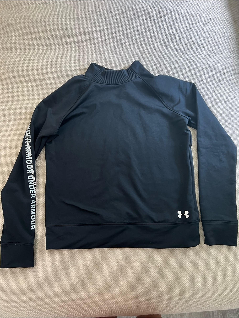 Under Armour Black Crewneck Pullover with White Logos
